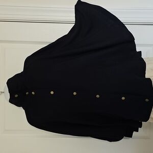 Navy Lightweight Jacket Cape Sleeve Snaps OneSize